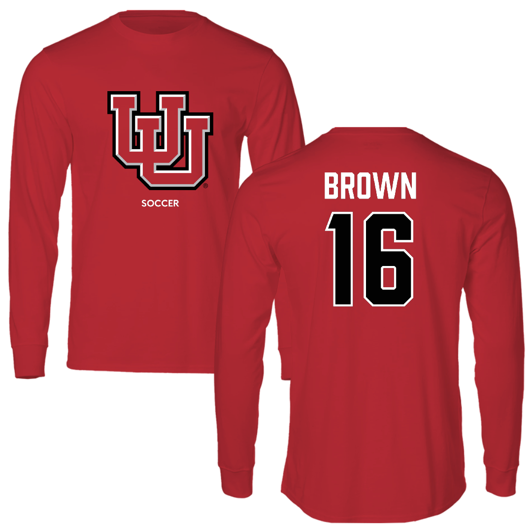 University of Utah Soccer (W) Red Block Performance Long Sleeve - #16 Courtney Brown
