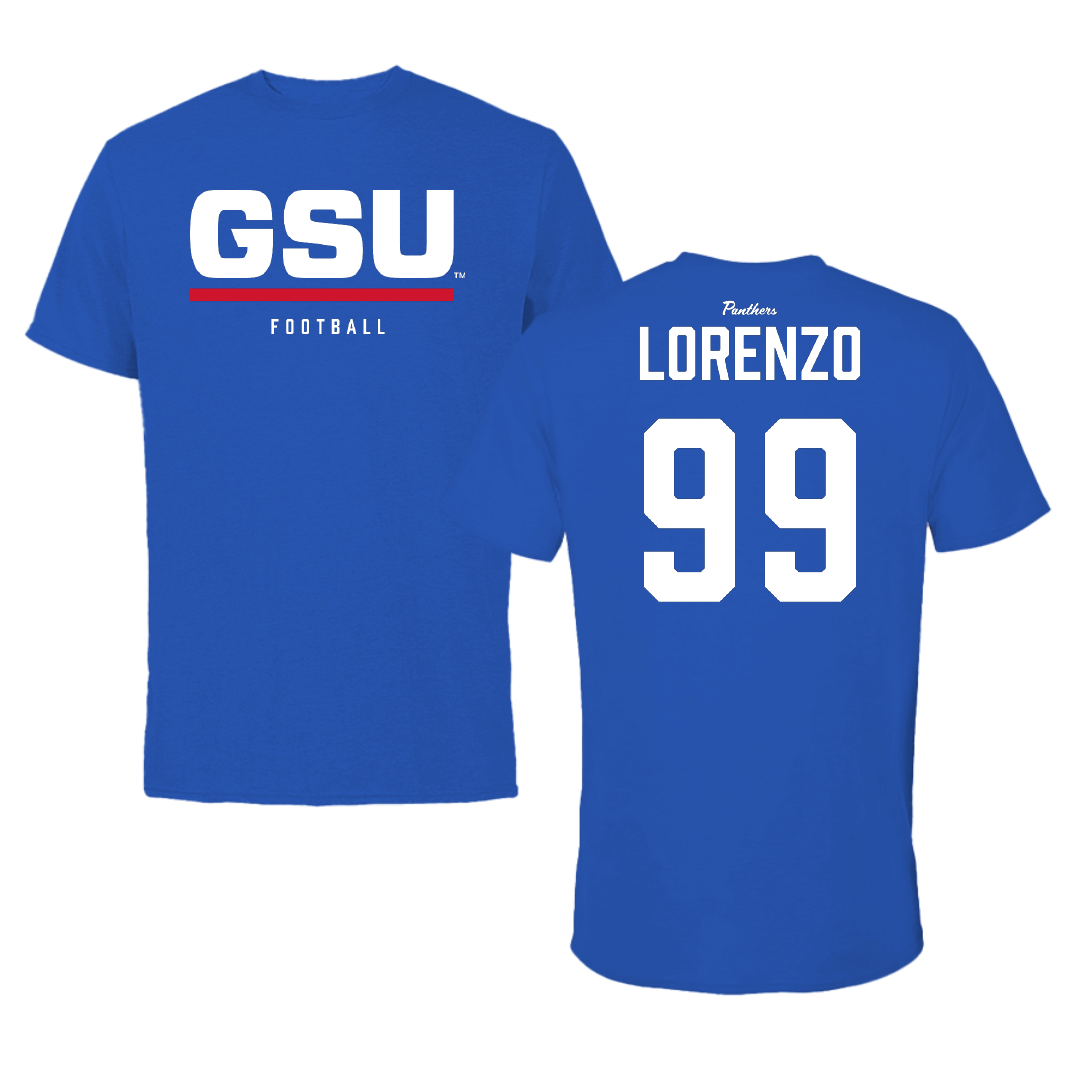 Georgia State University Football Blue Performance Tee - #99 Christian Lorenzo