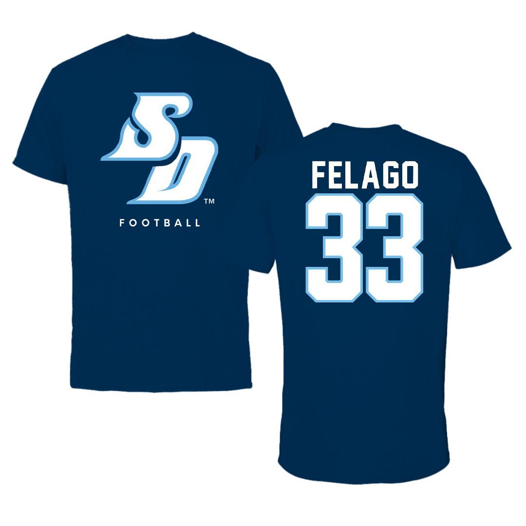 University of San Diego Football Navy Performance Tee - #33 Nick Felago