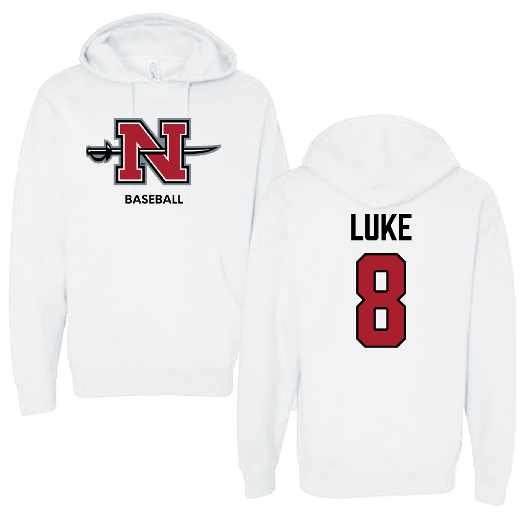 Nicholls State University Baseball White Hoodie - #8 Haden Luke