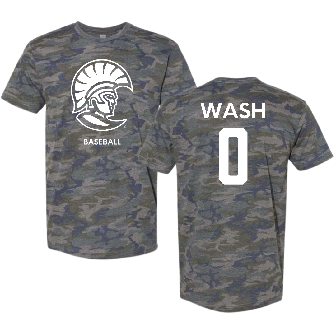 University of Tampa Baseball Vintage Camo Tee - #0 Logan Wash