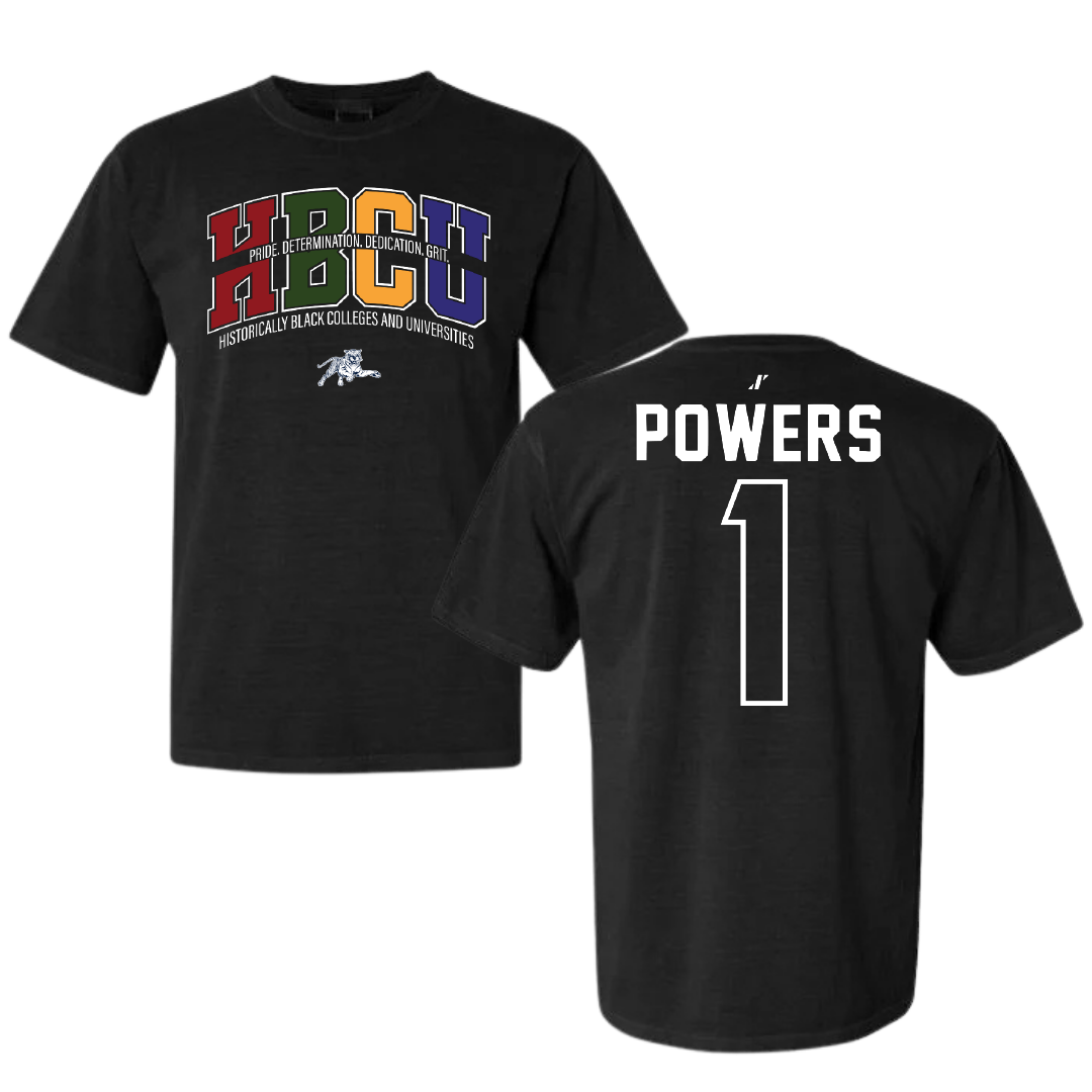 Jackson State University Football Black HBCU Comfort Colors Tee - #1 Rico Powers