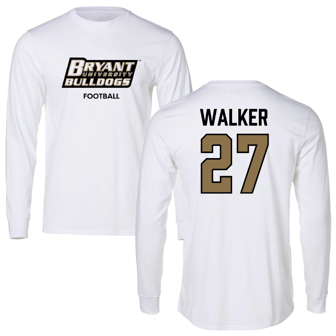 Bryant University Football White Long Sleeve - #27 Dedric Walker