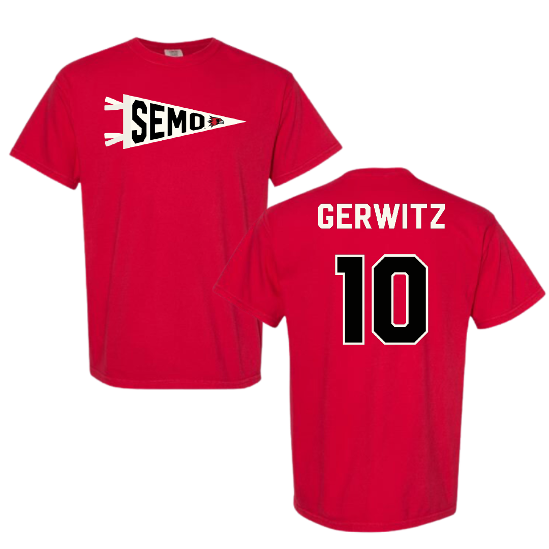 Southeast Missouri State University Softball Red Pennant Comfort Colors Tee - #10 Tatum Gerwitz
