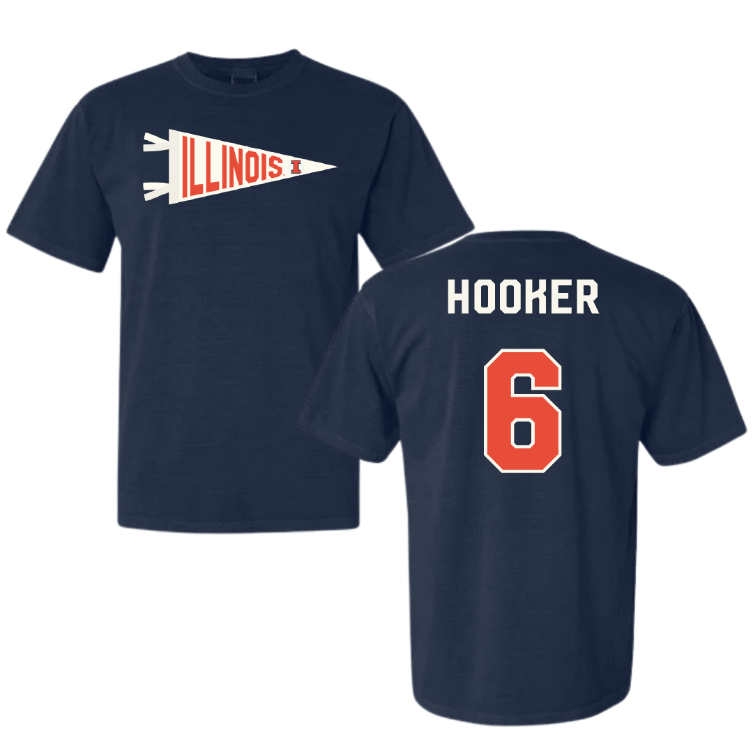 University of Illinois Softball Navy Pennant Comfort Colors Tee - #6 Juliana Hooker