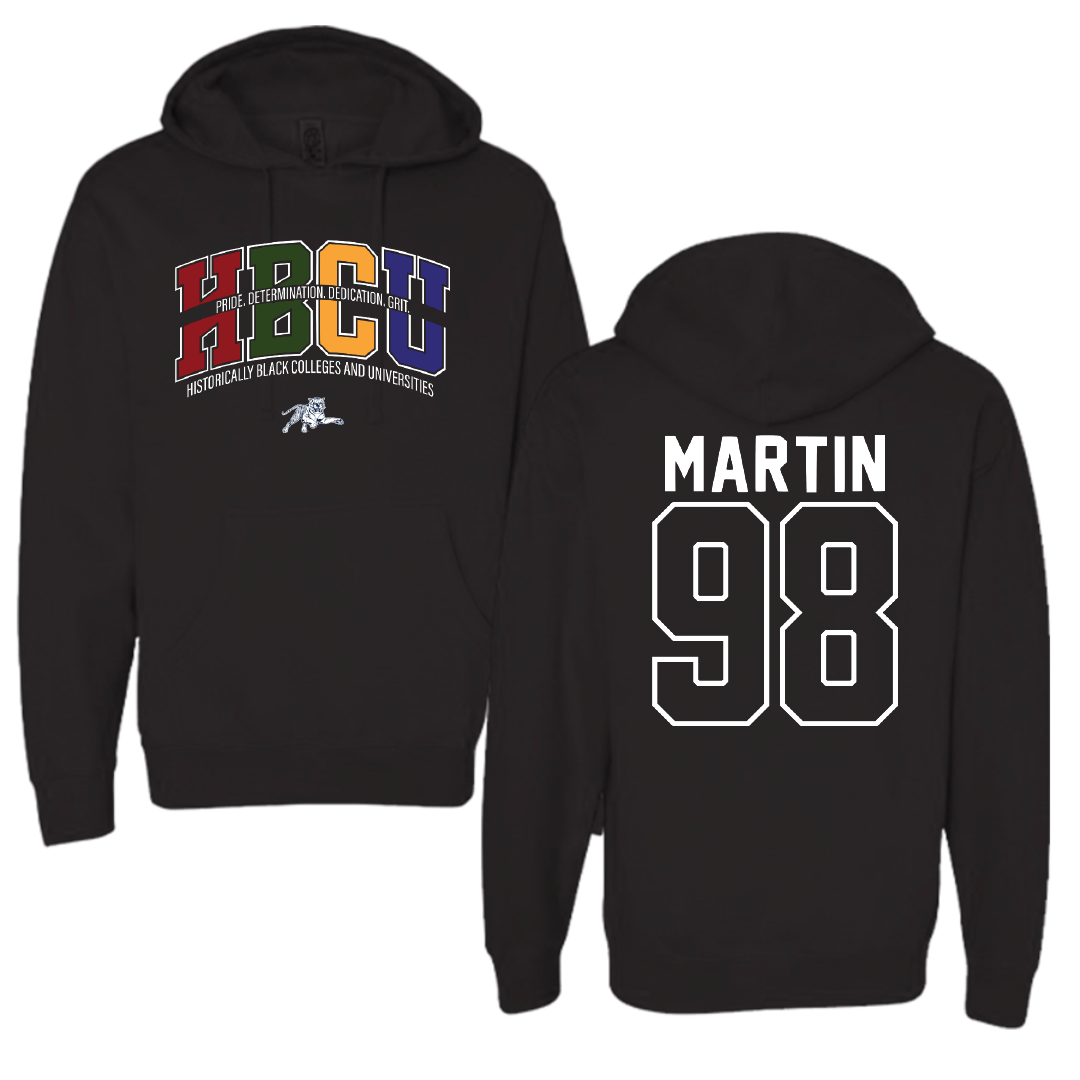 Jackson State University Football Black HBCU Hoodie - #98 Tyas Martin