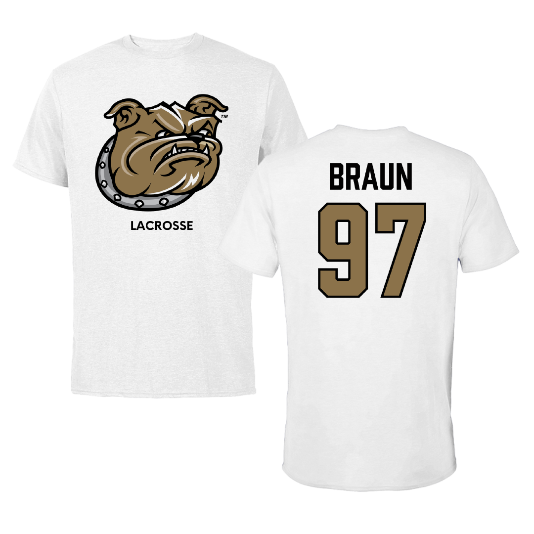 Bryant University Lacrosse (M) White Tee - #97 Cole Braun