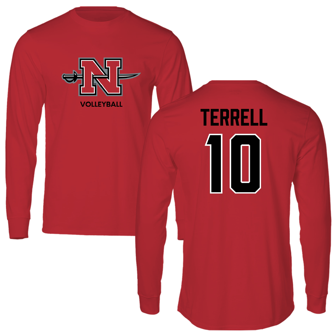 Nicholls State University Volleyball (W) Red Mascot Long Sleeve - #10 Tierney Terrell