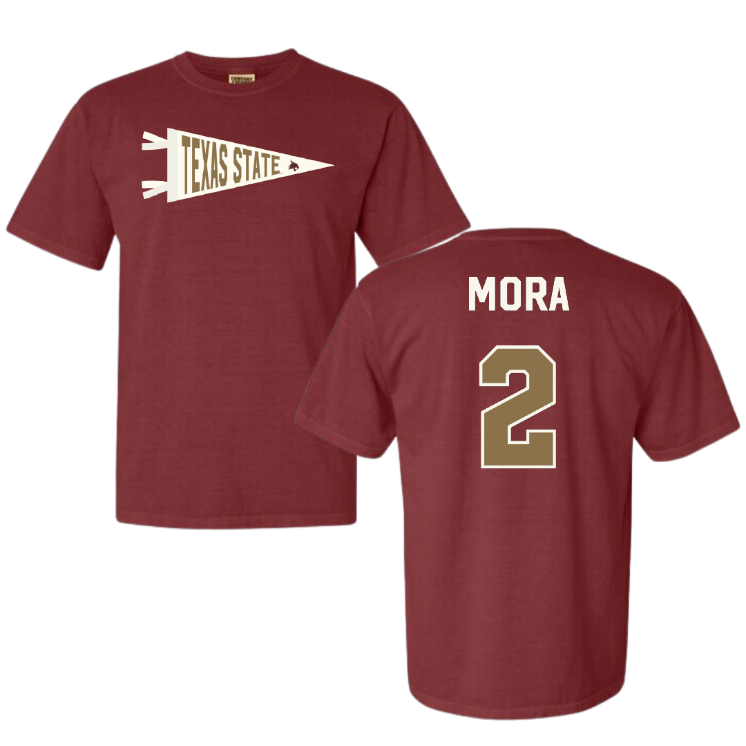Texas State University Baseball Maroon Pennant Comfort Colors Tee - #2 Chase Mora