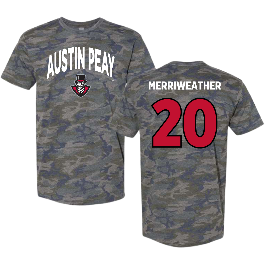Austin Peay State University Baseball Vintage Camo Tee - #20 DJ Merriweather