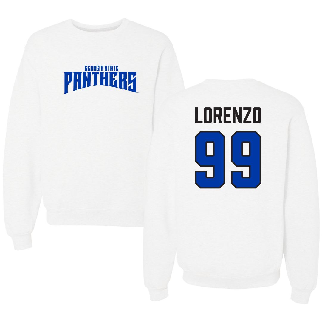 Georgia State University Football White Classic Crewneck - #99 Christian Lorenzo