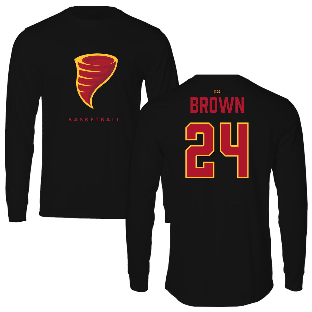 Iowa State University Basketball (W) Black Performance Long Sleeve - #24 Addy Brown