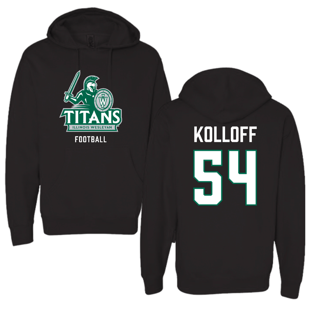 Illinois Wesleyan University Football Black Hoodie - #54 Ethan Kolloff