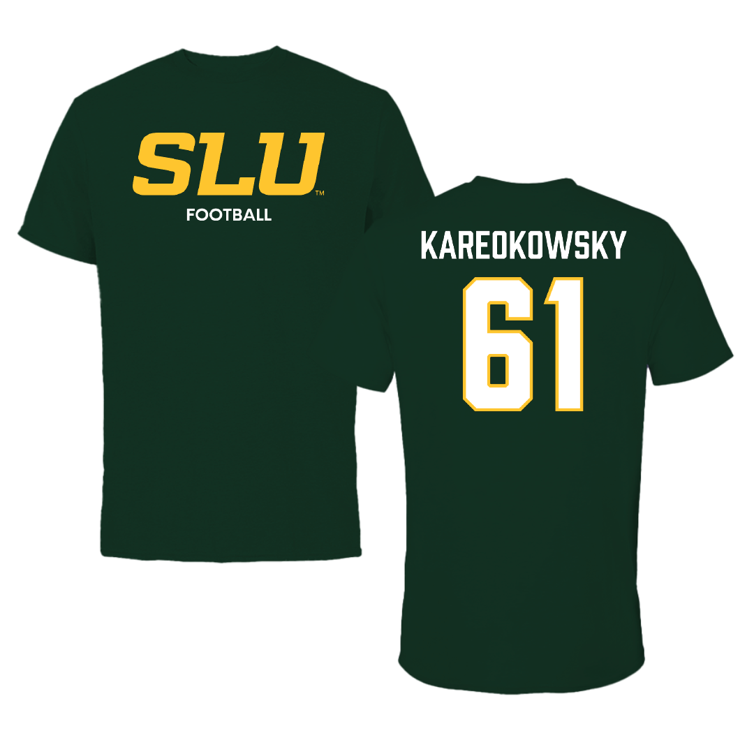 Southeastern Louisiana University Football Forest Green Tee - #61 Holden Kareokowsky