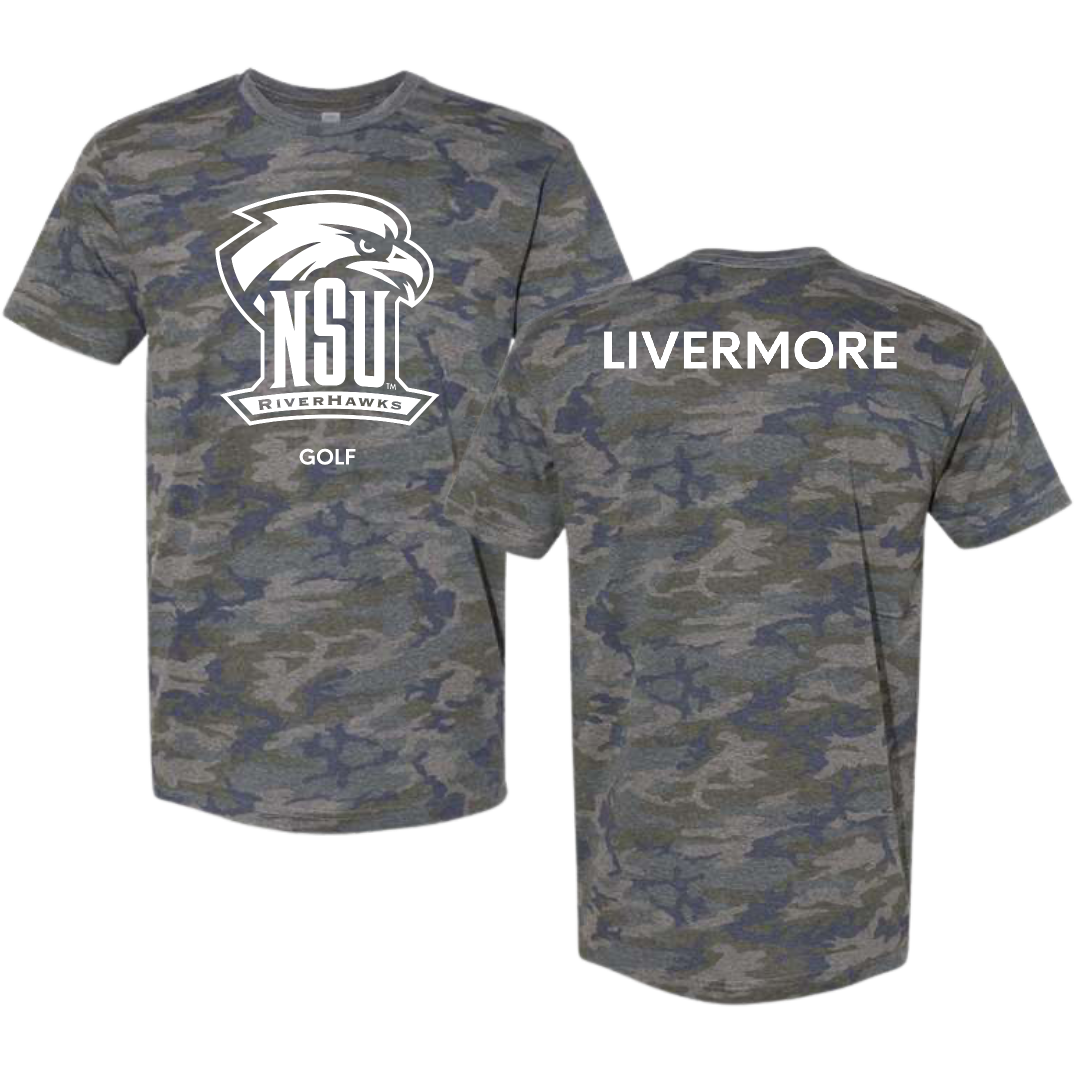 Northeastern State University Golf (M) Vintage Camo Tee - Will Livermore