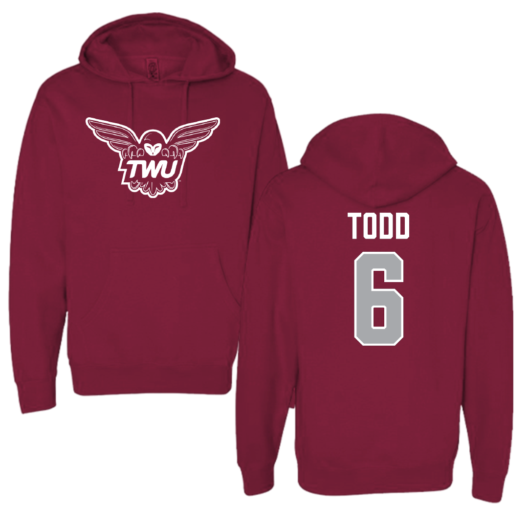 Texas Woman's University Softball Maroon Hoodie - #6 Riley Todd