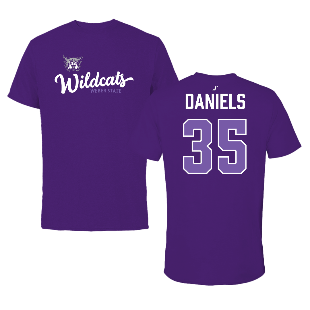 Weber State University Football Purple General Tee - #35 Rishi Daniels