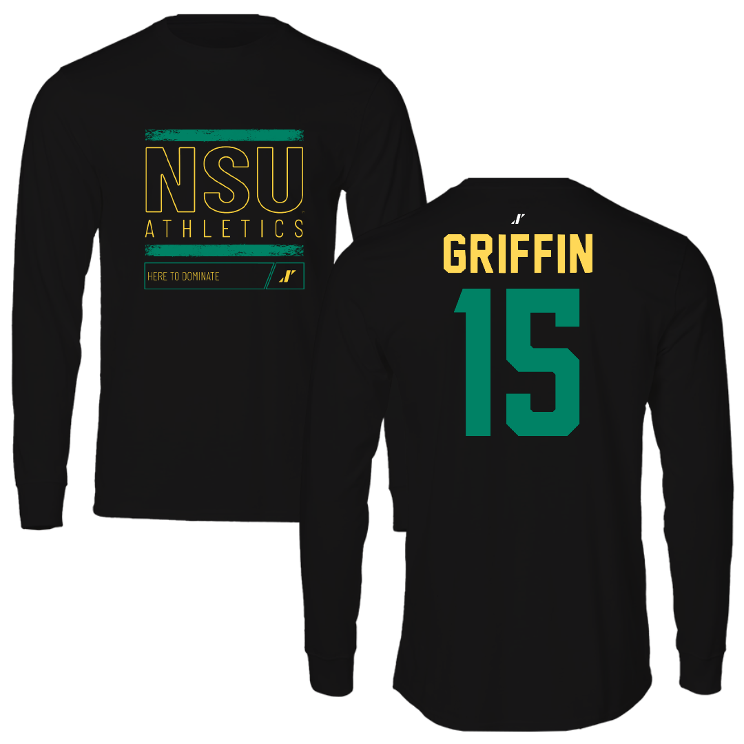 Norfolk State University Football Black Dominate Performance Long Sleeve - #15 Jordan Griffin