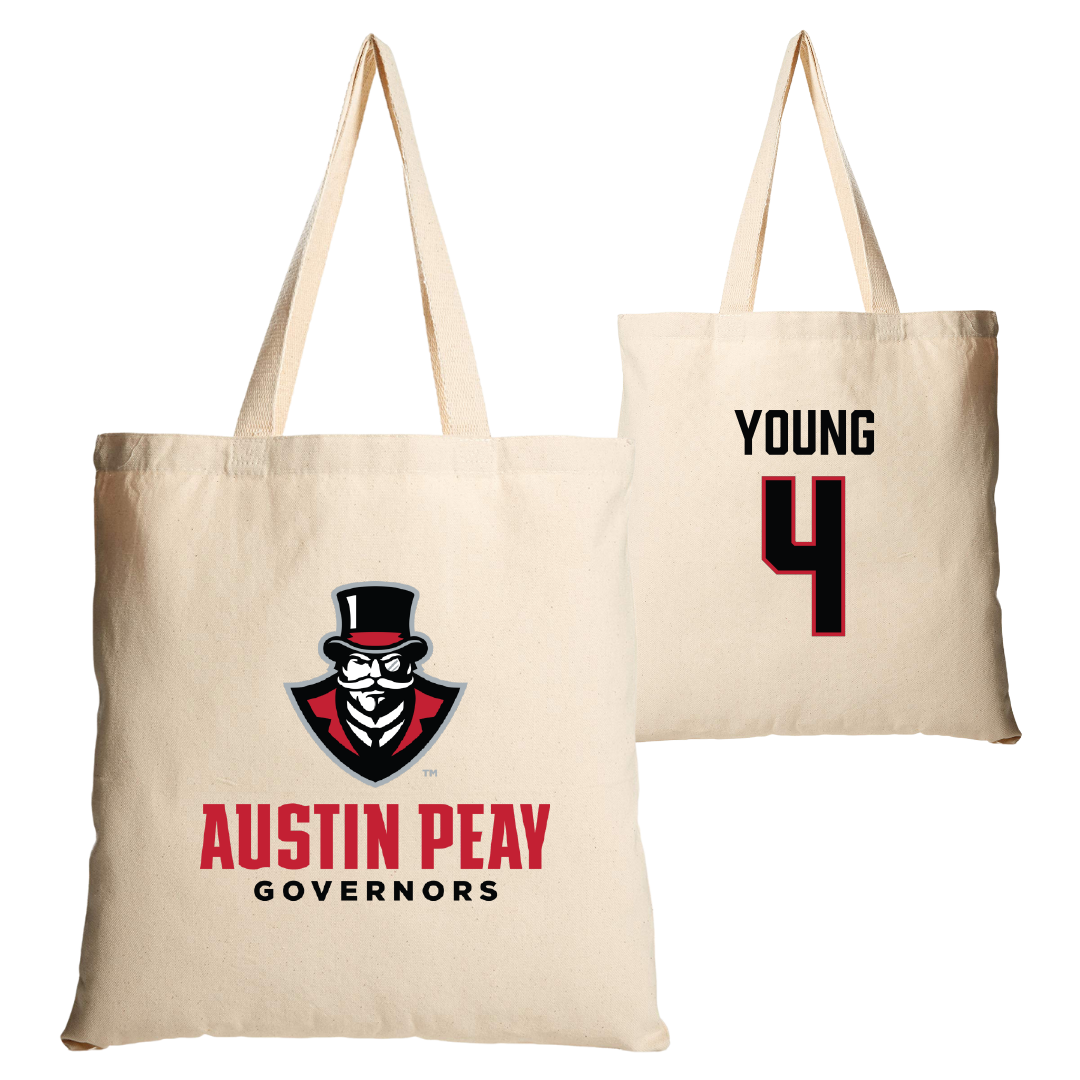 Austin Peay State University Soccer Tan Canvas Tote Bag - #4 Carolyne Young