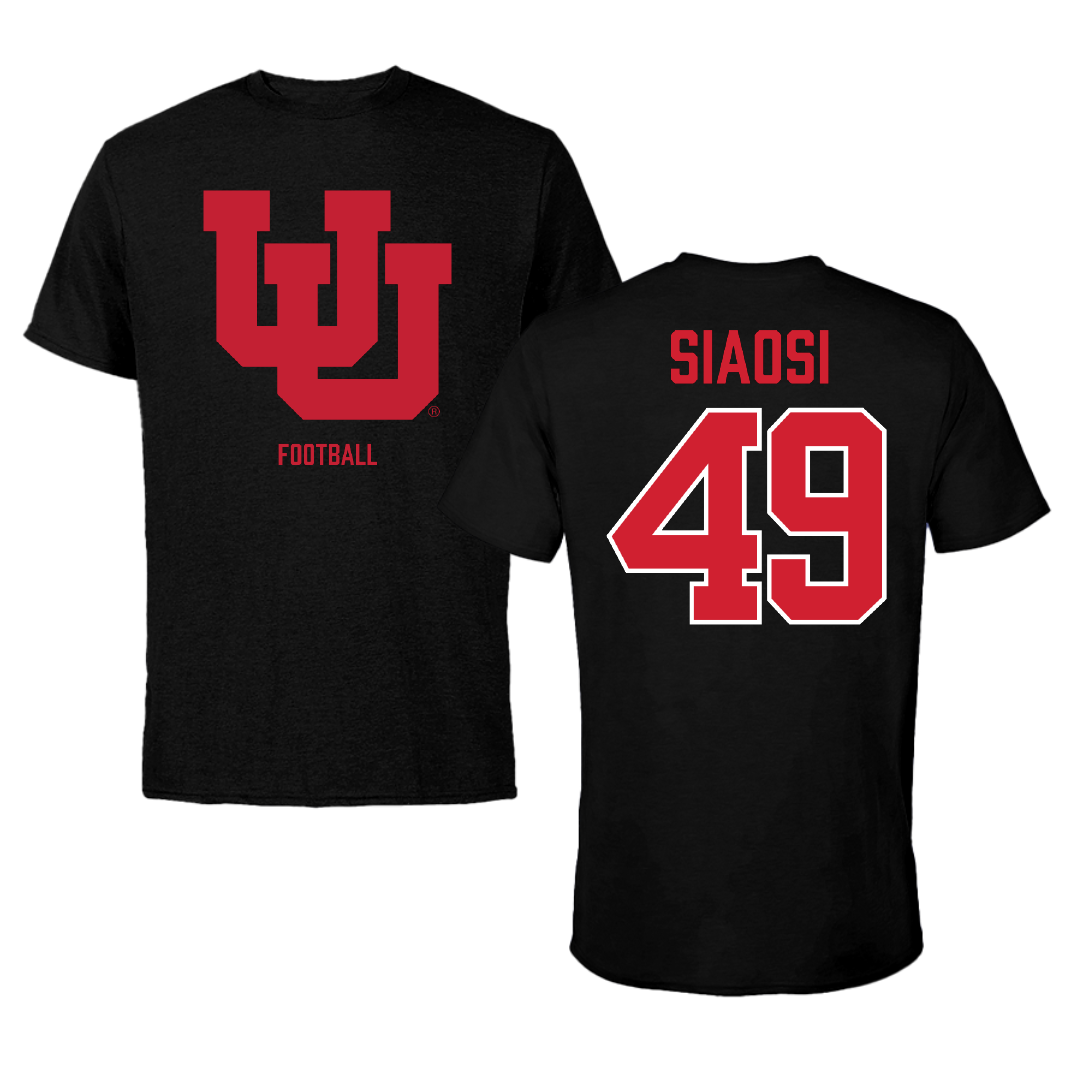 University of Utah Football Black Performance Tee - #49 Jason Siaosi