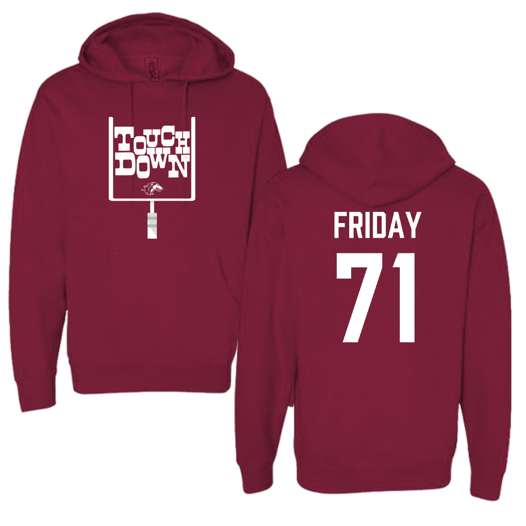 Southern Illinois University at Carbondale Football Maroon Touchdown Hoodie - #71 Ostyn Friday