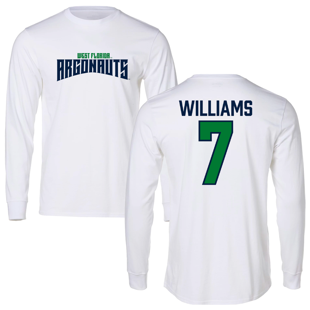 University of West Florida Football White Classic Performance Long Sleeve - #7 Justice Williams