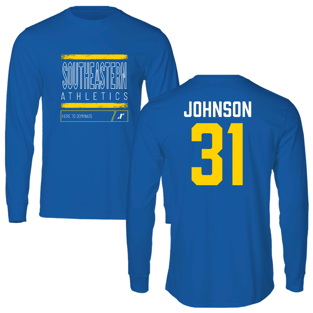 Southeastern Oklahoma State University Baseball Blue Dominate Performance Long Sleeve - #31 Luke Johnson