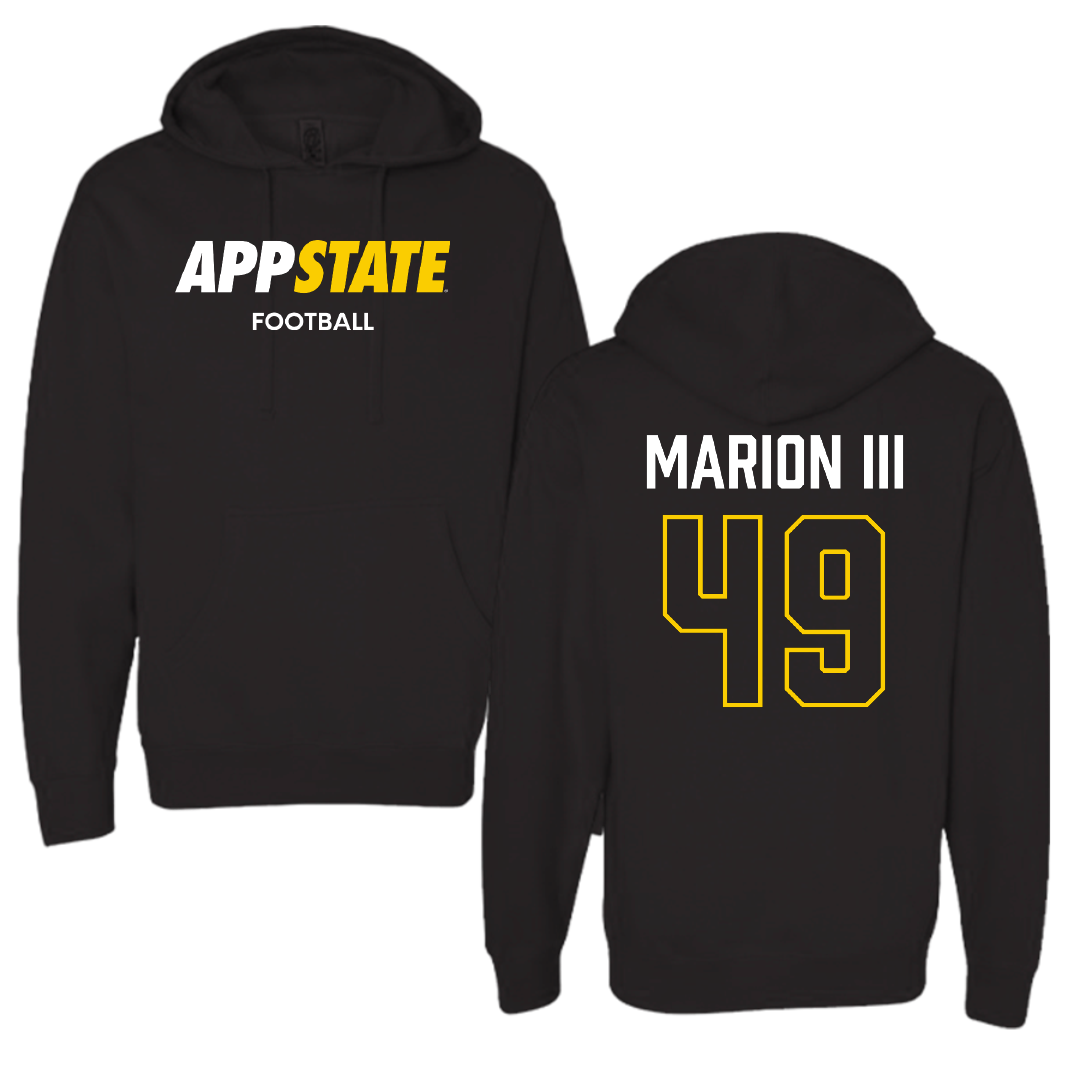 Appalachian State University Football Black Hoodie - #49 Randy Marion III