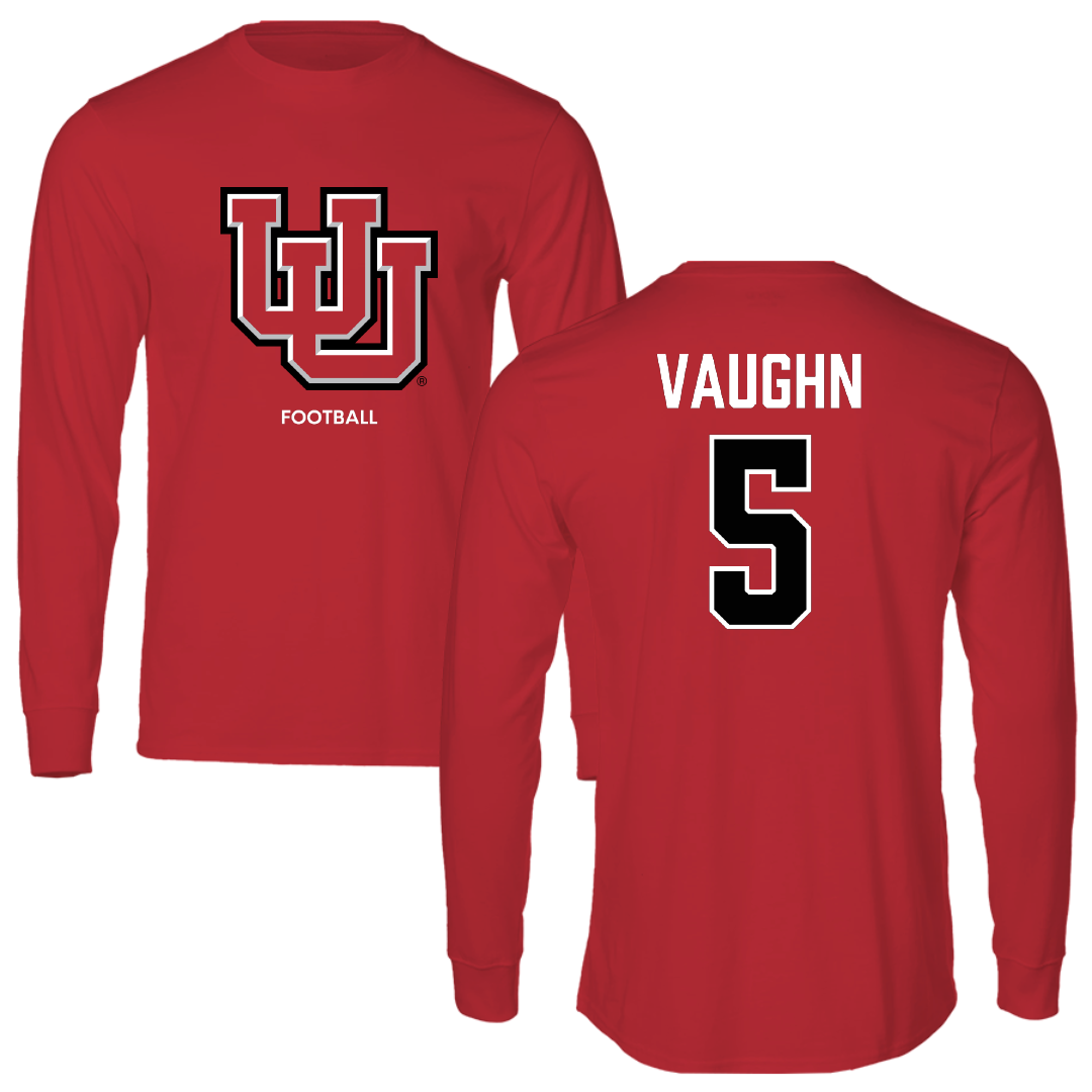 University of Utah Football Red Block Performance Long Sleeve - #5 Zemaiah Vaughn