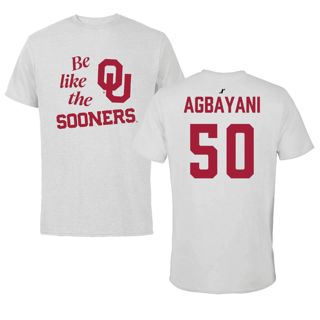 University of Oklahoma Softball Light Gray Be Like Us Tee - #50 Ailana Agbayani