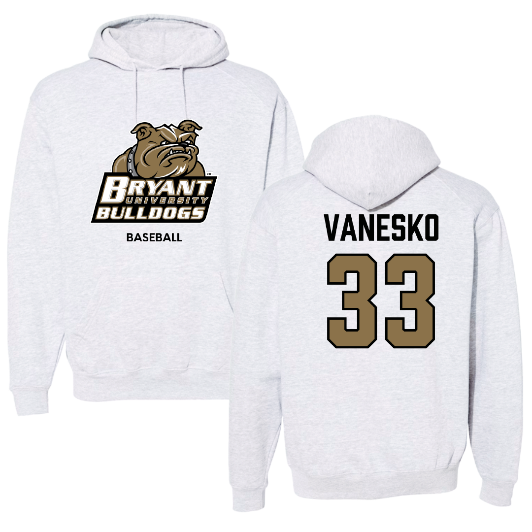 Bryant University Baseball Light Gray Hoodie - #33 Jackson Vanesko