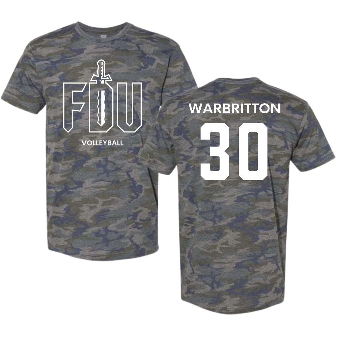 Fairleigh Dickinson University-Metropolitan Campus Volleyball (W) Vintage Camo Tee - #30 Kinsley Warbritton