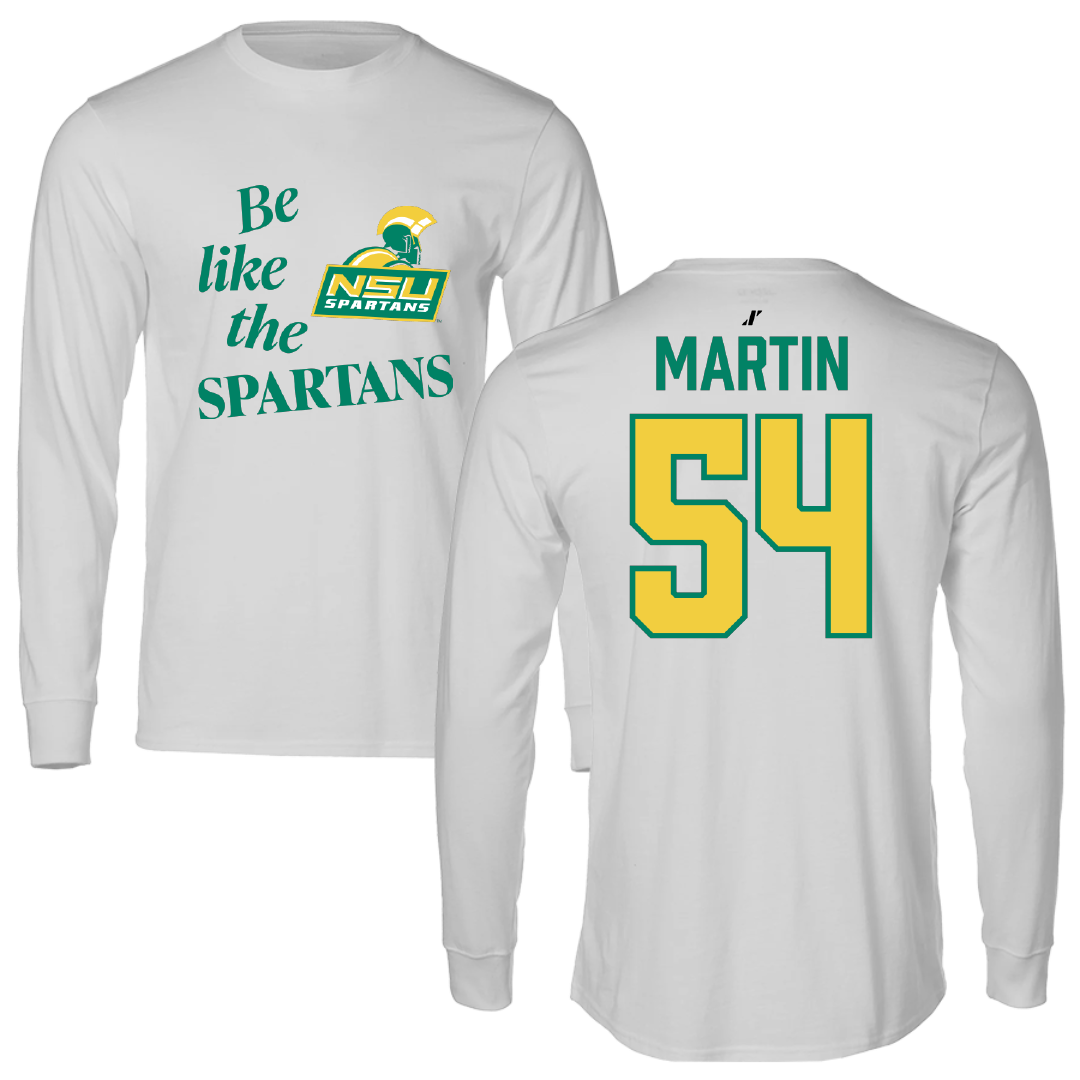 Norfolk State University Football Light Gray Be Like Us Long Sleeve - #54 Javontay Martin