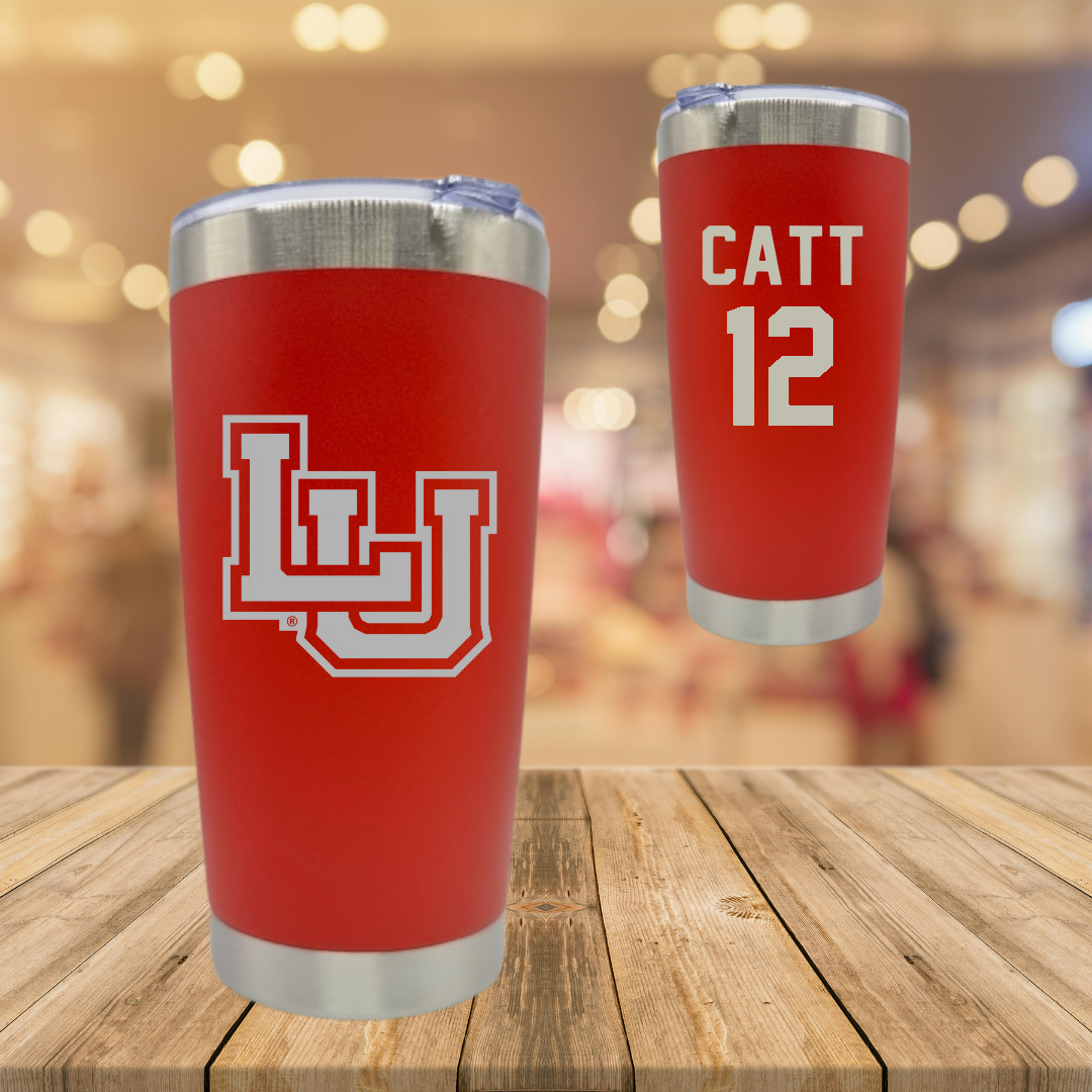 Lamar University Basketball Red Stainless Steel Tumbler - #12 Valentin Catt