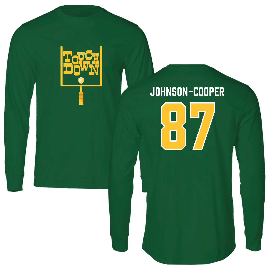 Southeastern Louisiana University Football Green Touchdown Performance Long Sleeve - #87 Demarea Johnson-Cooper