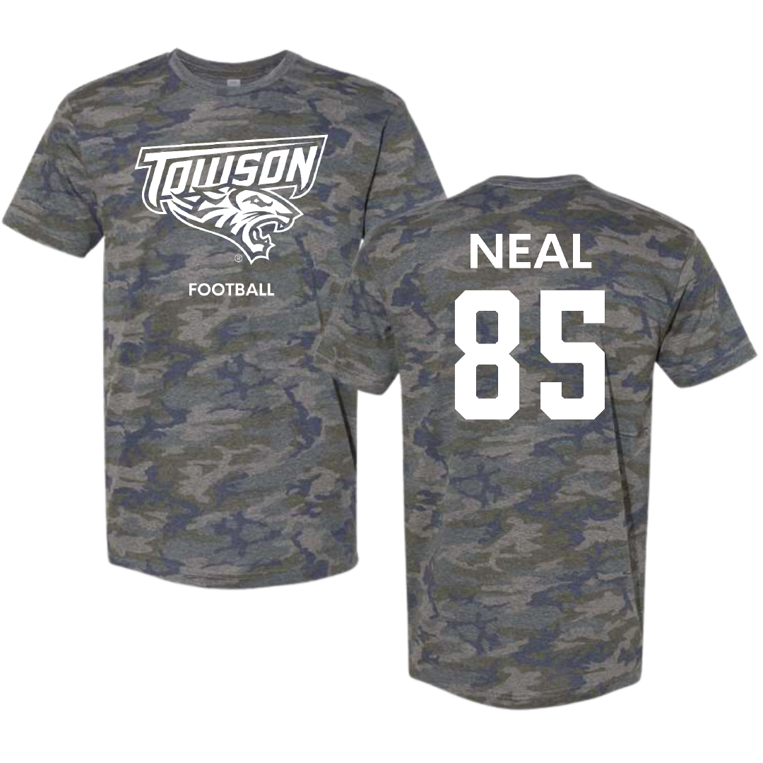 Towson University Football Vintage Camo Tee - #85 Gordon Neal