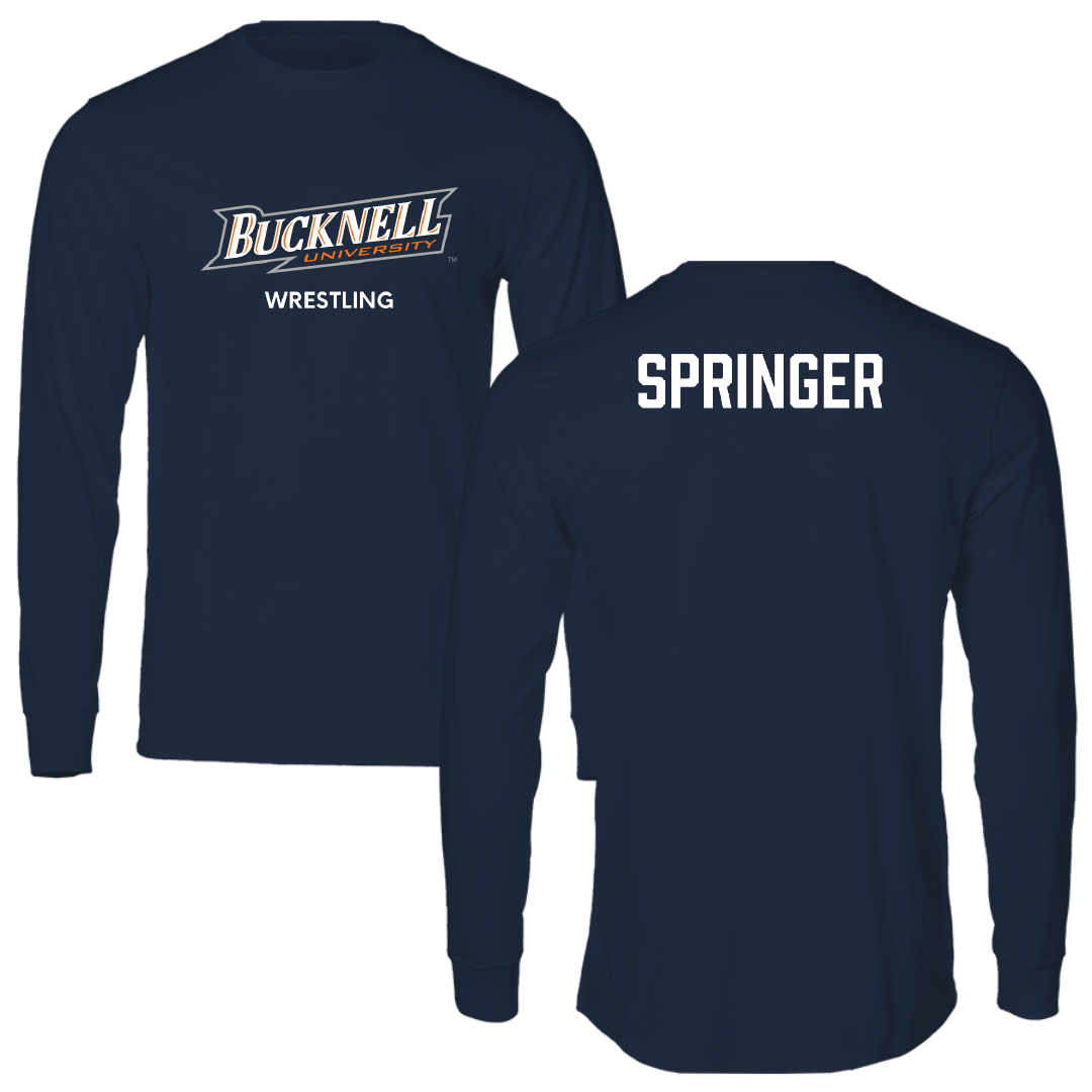 Bucknell University Wrestling (M) Navy Performance Long Sleeve - Nolan Springer