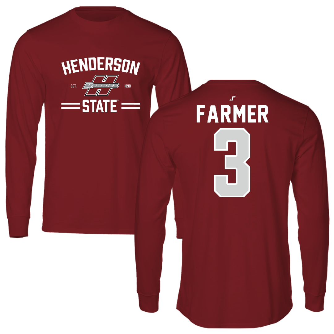 Henderson State University Basketball Cardinal General Long Sleeve - #3 Chase Farmer