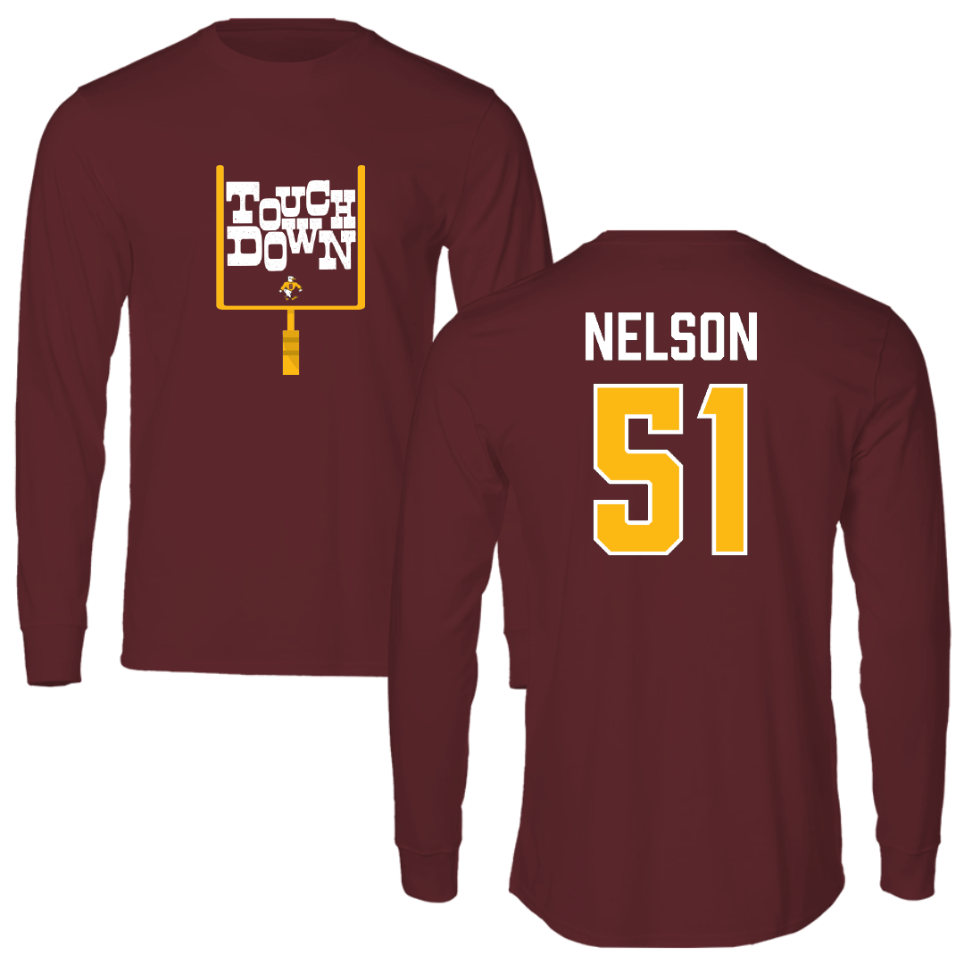 Salisbury University Football Maroon Touchdown Long Sleeve - #51 Matt Nelson