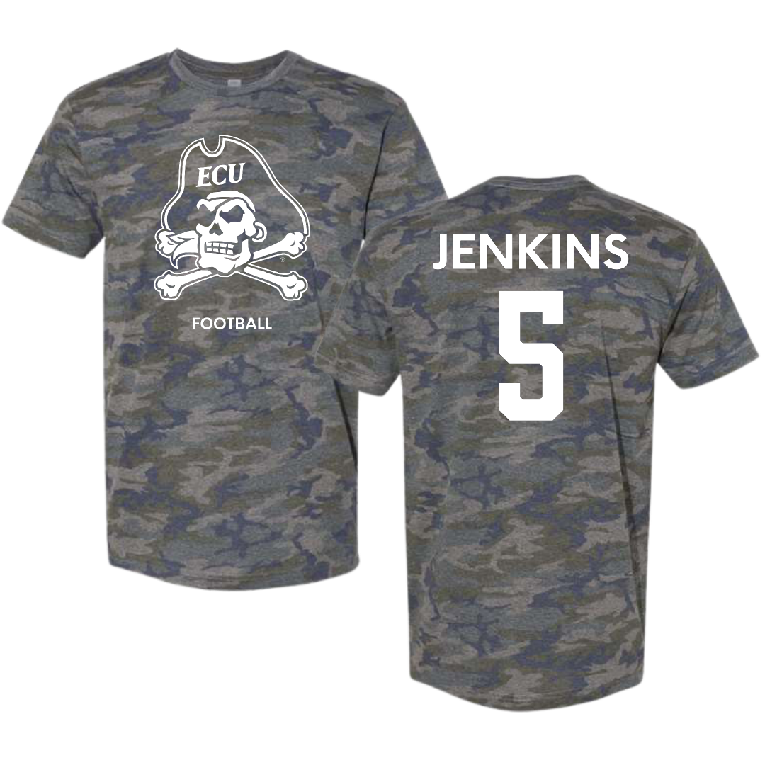 East Carolina University Football Vintage Camo Tee - #5 Parker Jenkins