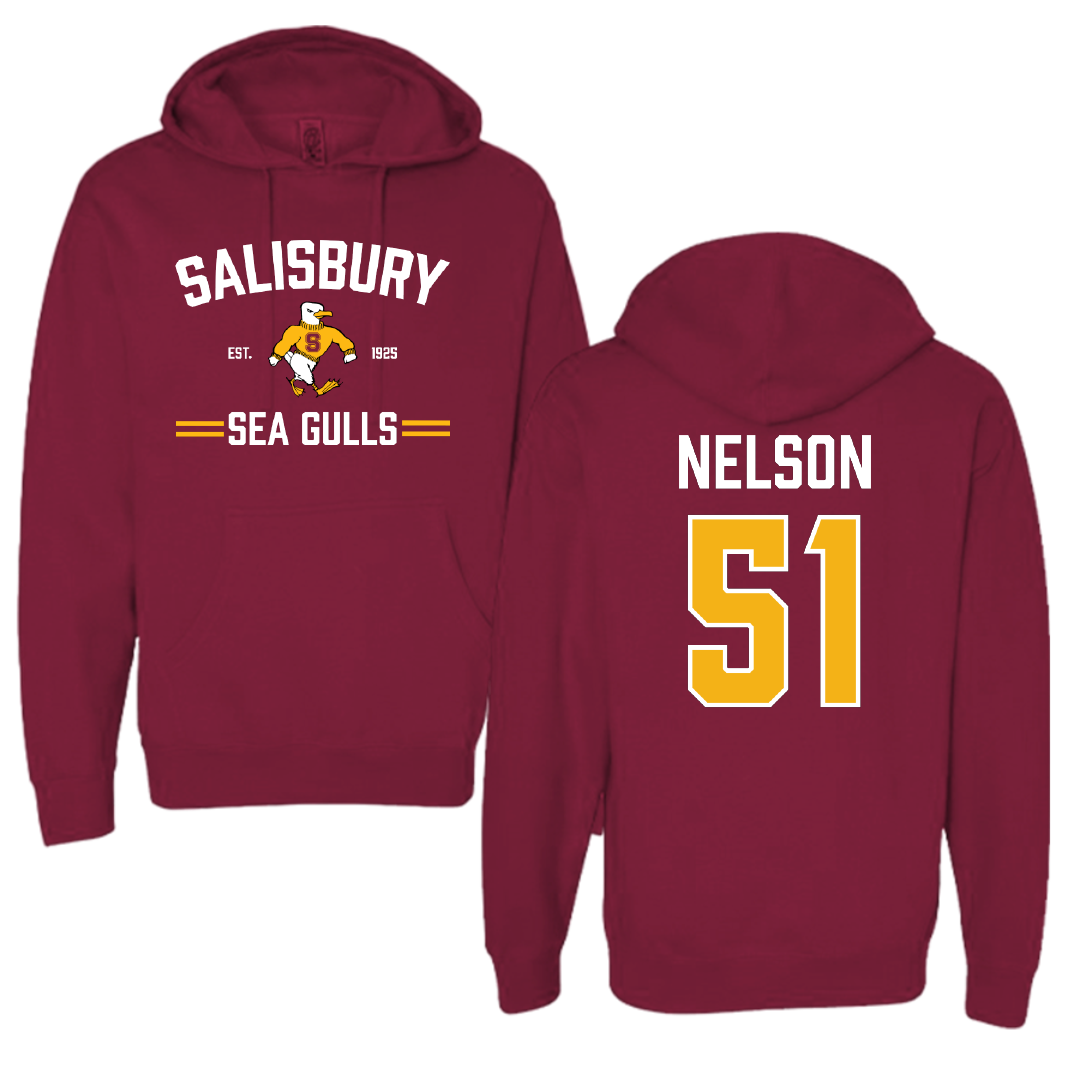 Salisbury University Football Maroon General Hoodie - #51 Matt Nelson