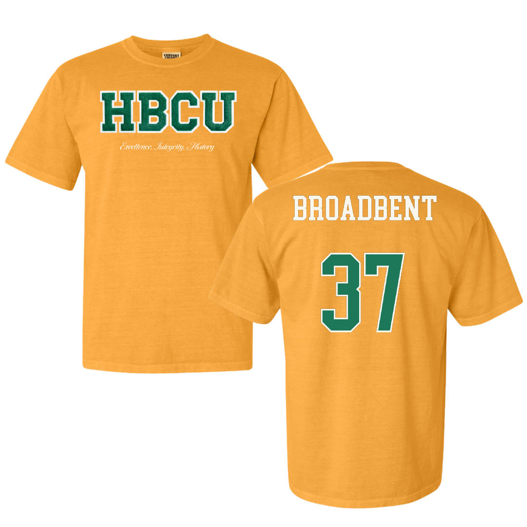 Norfolk State University Football Gold HBCU Varsity Comfort Colors Tee - #37 Kaleb Broadbent