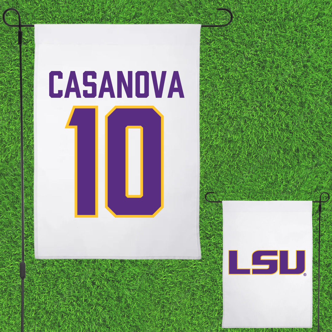 Louisiana State University Softball White Garden Flag - #10 Emilee Casanova