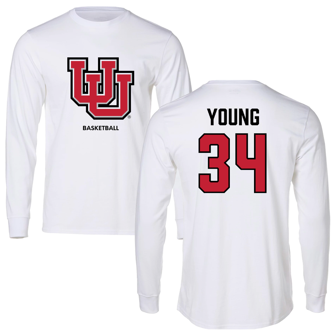 University of Utah Basketball (W) White Block Long Sleeve - #34 Dasia Young