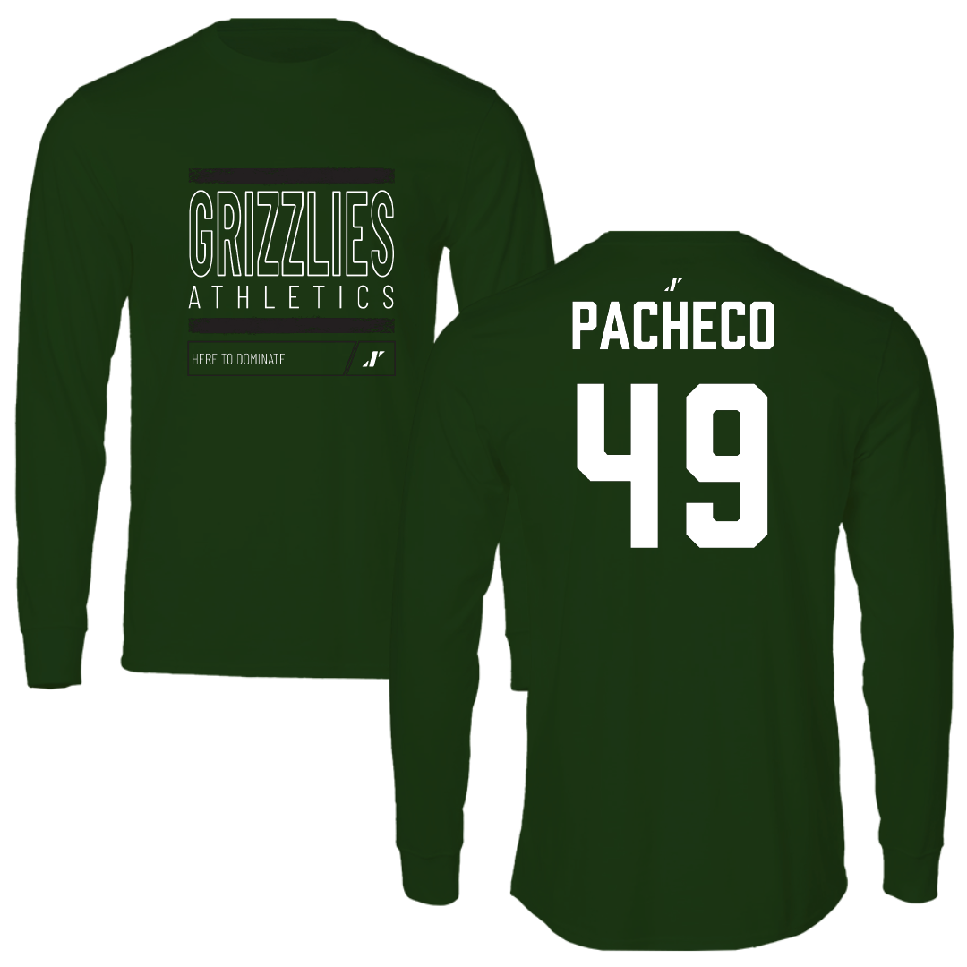 Adams State University Football Forest Green Dominate Performance Long Sleeve - #49 Quinton Pacheco
