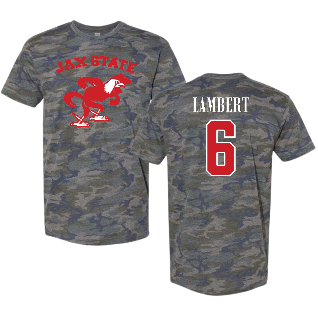 Jacksonville State University Football Vintage Camo Tee - #6 Carter Lambert