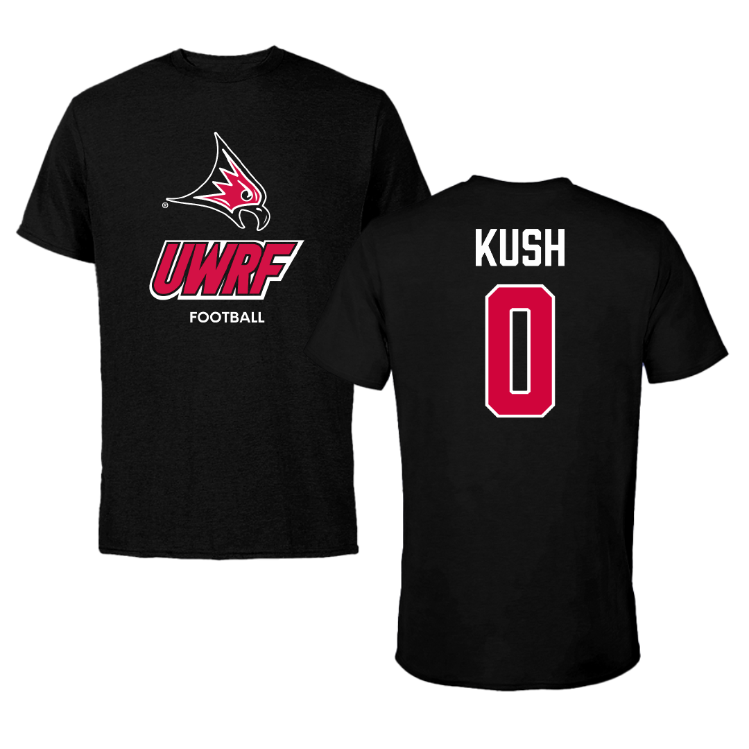 University of Wisconsin-River Falls Football Black Tee - #0 Luke Kush