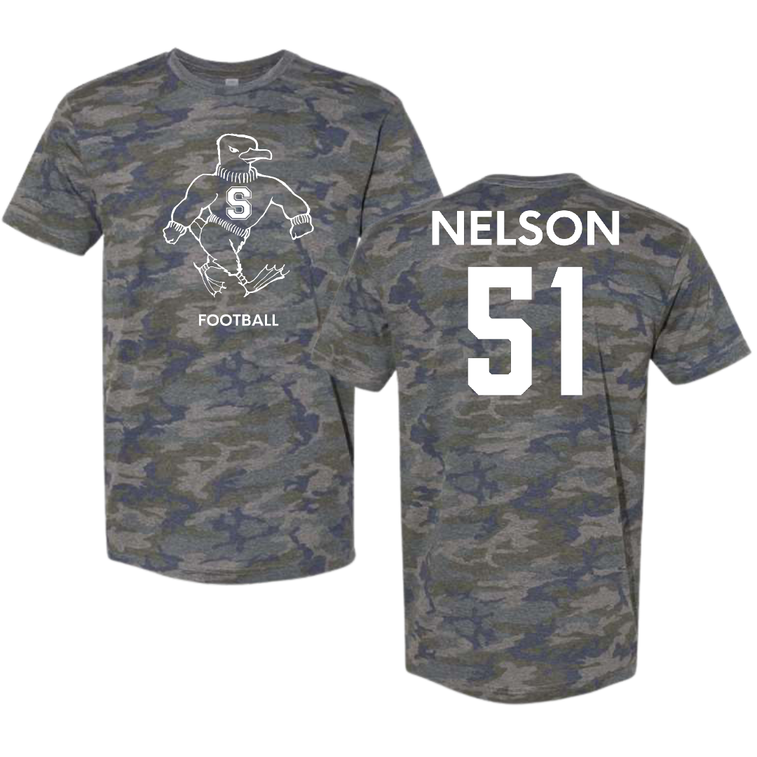 Salisbury University Football Vintage Camo Tee - #51 Matt Nelson
