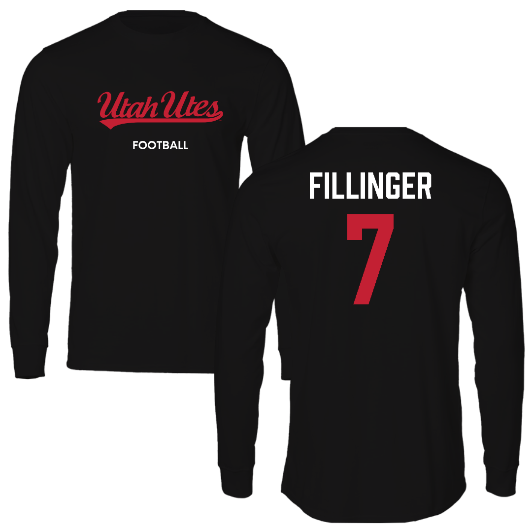 University of Utah Football Black Utes Performance Long Sleeve - #7 Van Fillinger