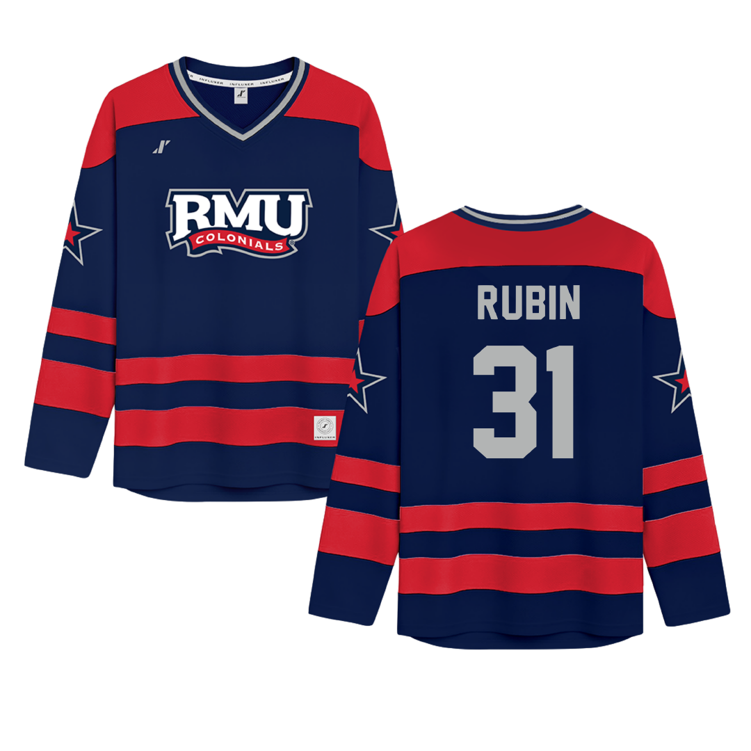 Robert Morris University Navy Hockey Jersey - #31 Liv Rubin